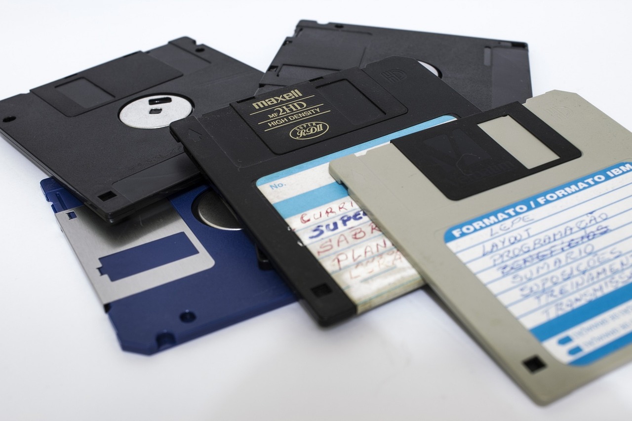 Floppy disks with color labels