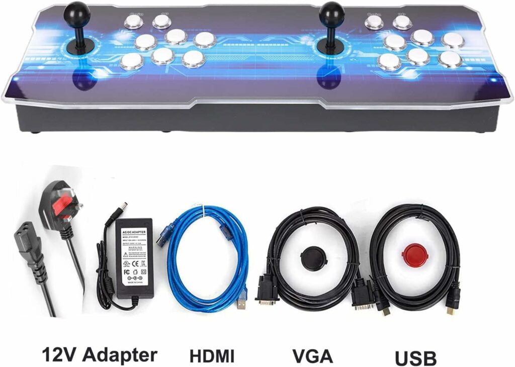 【9800 Games in 1 】Classic 3D Arcade Game Console, Pandoras Box Retro Game Machine with Arcade Joystick Double Stick, Support 3D Games, HDMI VGA USB, 1280X720 Full HD Video Game