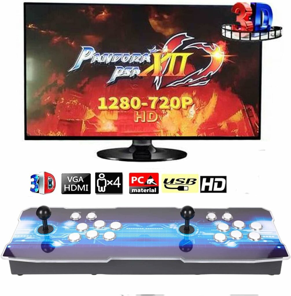 【9800 Games in 1 】Classic 3D Arcade Game Console, Pandoras Box Retro Game Machine with Arcade Joystick Double Stick, Support 3D Games, HDMI VGA USB, 1280X720 Full HD Video Game