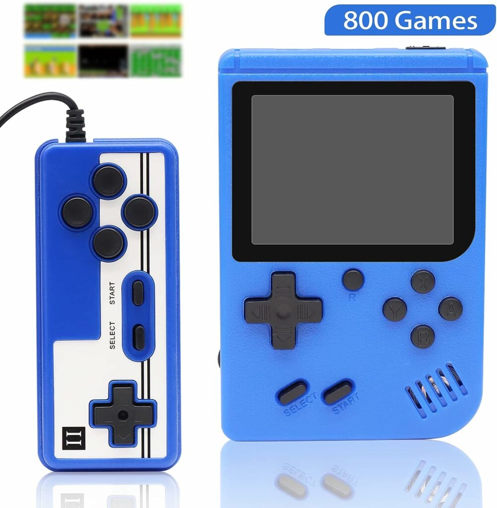 DIFCUL Handheld Game Console,Retro games console with 800 Classical Games,3.0-Inches Display Gameboy ,1020mAh Rechargeable Battery Game Player Support for Connecting TV and Two Players(Blue)