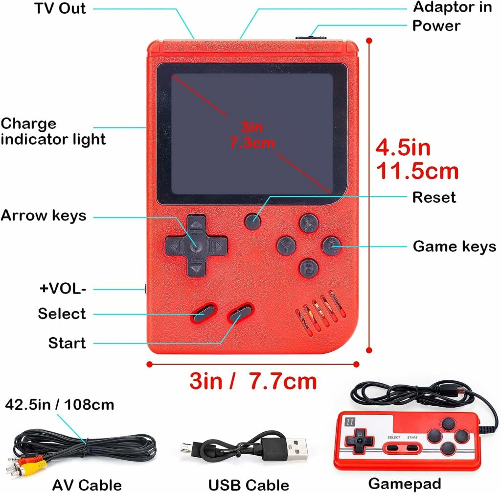 Handheld Game Console, Mini Retro Game Player with 400 Classic Games, Rechargeable Battery  2.8-Inch Color Screen Portable FC Handheld Games for Lovers Adults Kids Boys - Best Gifts