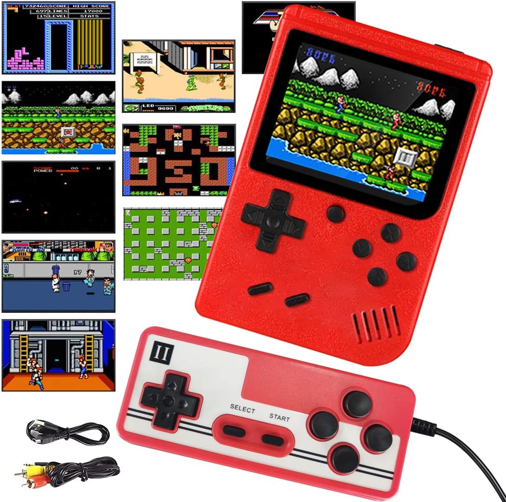 Handheld Games Consoles, 400 in 1 Play Portable Retro Games Console for Kids Adult, 8 Bit Large Color Screen Smart Retro TV Video Game, Mini Arcade Console Gaming Gifts for Boys