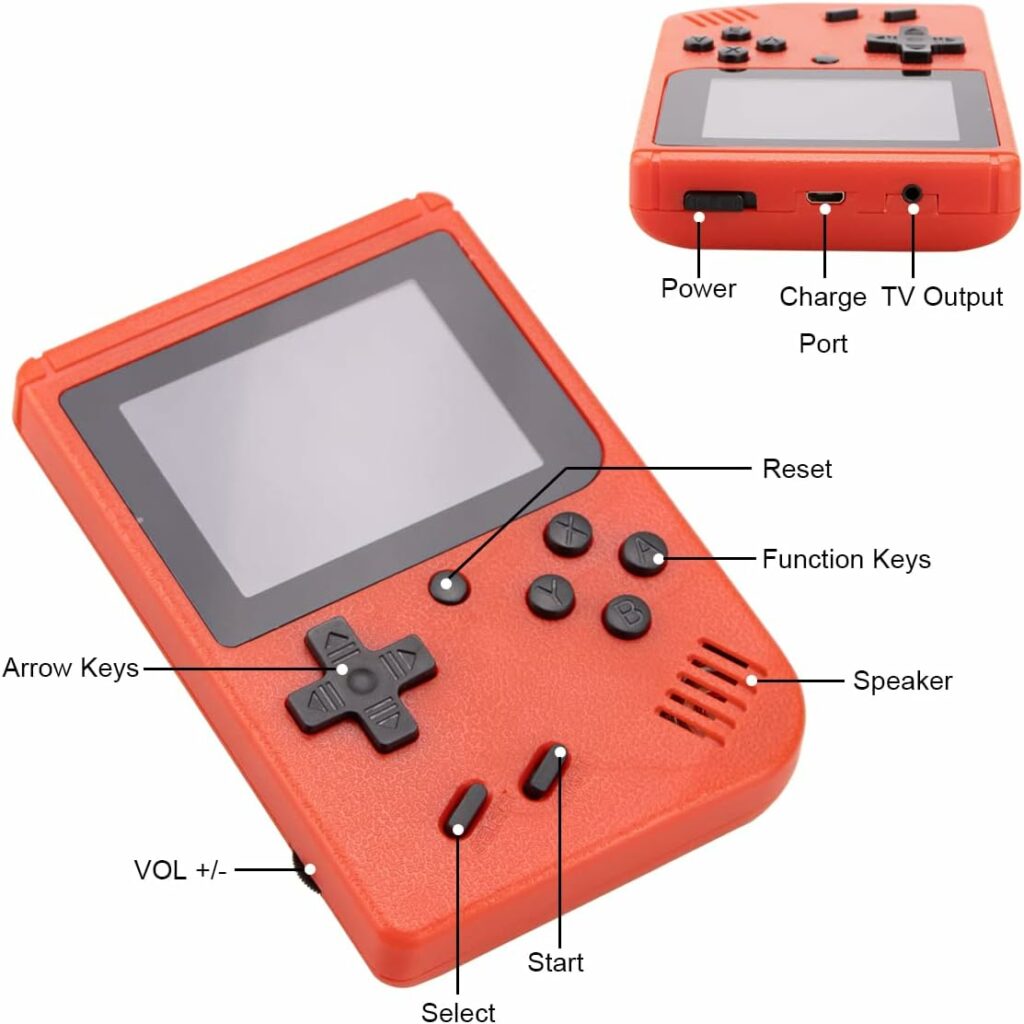 Kids Mini Handheld Game Console with 400 Classical Retro 8-bit Games, 1020mAh Rechargeable Battery, Portable Game Player for Boy Girl, Christmas Birthday Gift Present for Kid Adult (Red)