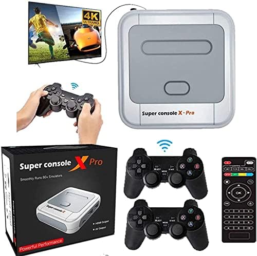 KINMRIS Super Console X PRO Video Game Console Built in 50,000+ Games,2 Gamepads,Game Consoles for 4K TV Support HD Output,Support 5 Players,LAN/WiFi,Gifts