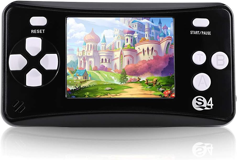 QINGSHE Portable Handheld Games for Kids 2.5 LCD Screen Game TV Output Arcade Gaming Player System Built in 182 Classic Retro Video Games Birthday for Your Boys Girls (Black)