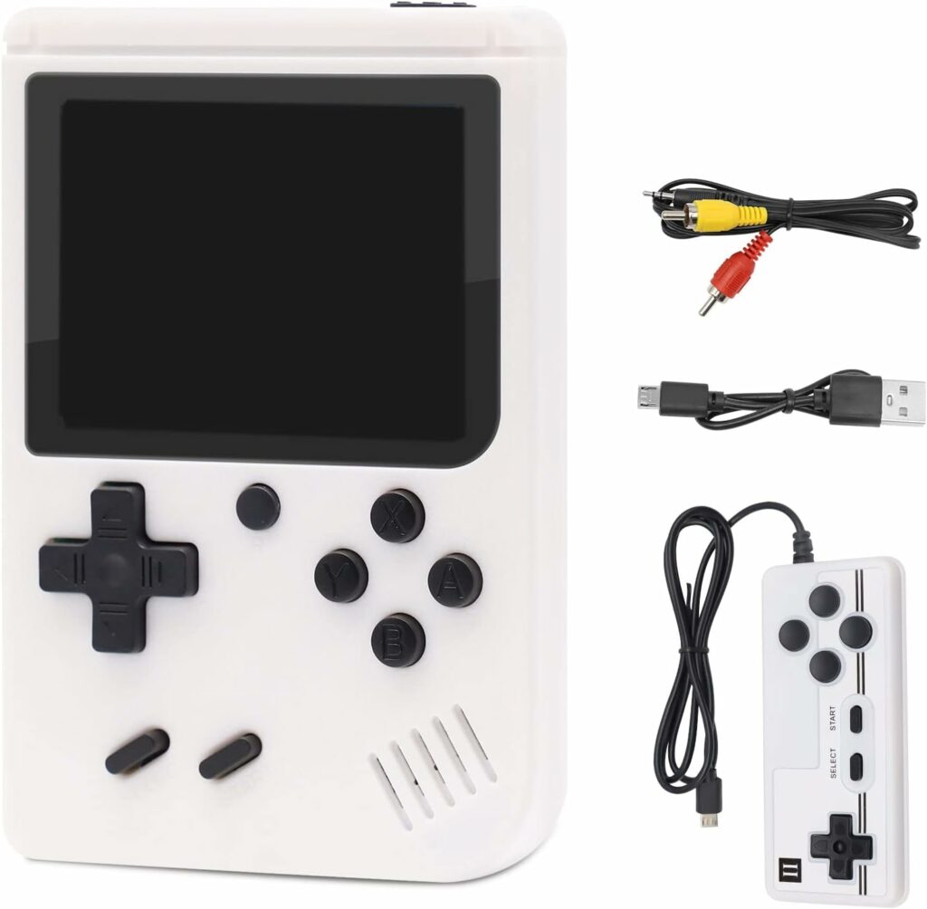 Retro Games Console,Mini Games Console, Handheld Games Console,with 800 Classic Games, 1020mAh Rechargeable Battery Support TV Connection, Two Players, for Game Boy Kids Adults (White)