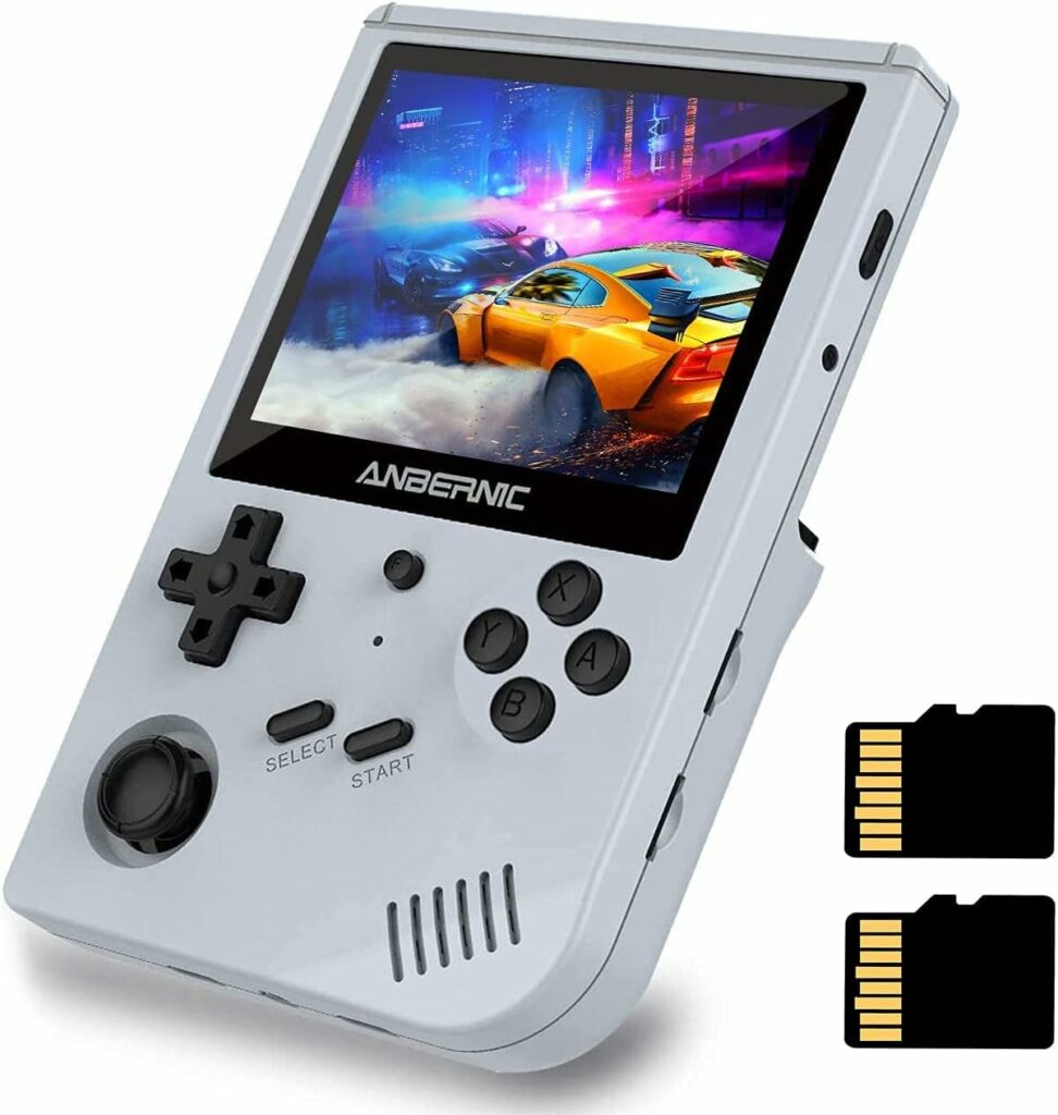   RG351V Handheld Game Console , Open Source System with WiFi Online Sparring 64G TF Card 2500 Classic Games Support PSP / PS1 / N64 / NDS , 3.5inch IPS Screen Retro Game Console (Grey)