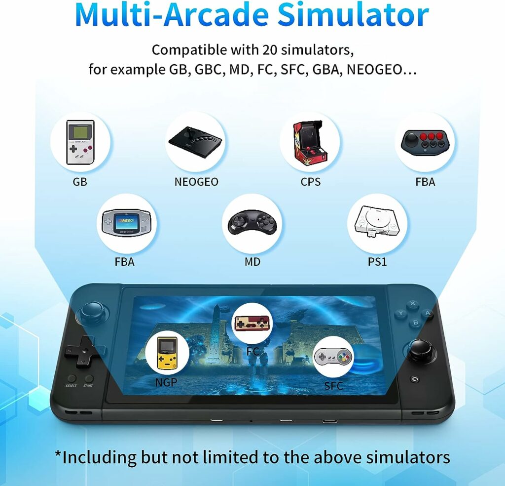 UDKED X70 Handheld Game Console - 7.0 inch HD Screen, Pro Retro Board Style, 64GB Black, Pre-Installed System with Built-in Rechargeable Battery