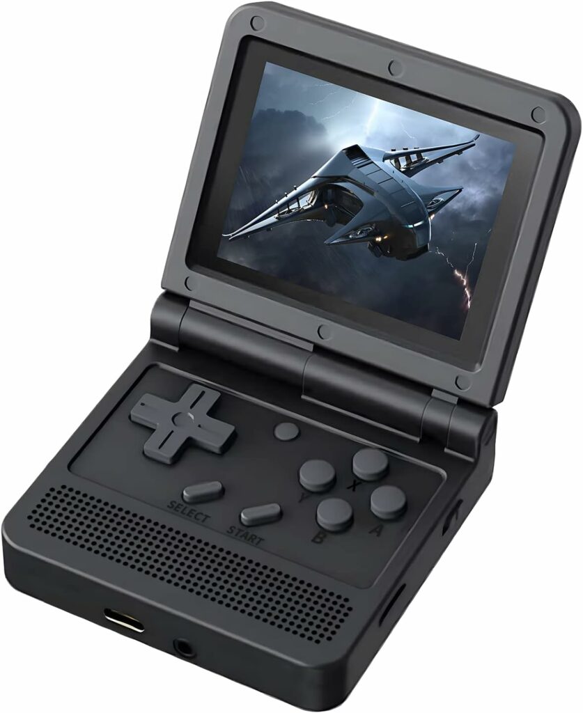 V90 Mini Portable Game Console Foldable Open Source Linux System 3 Inch IPS Screen Arcade Game Machine 64GB-Black