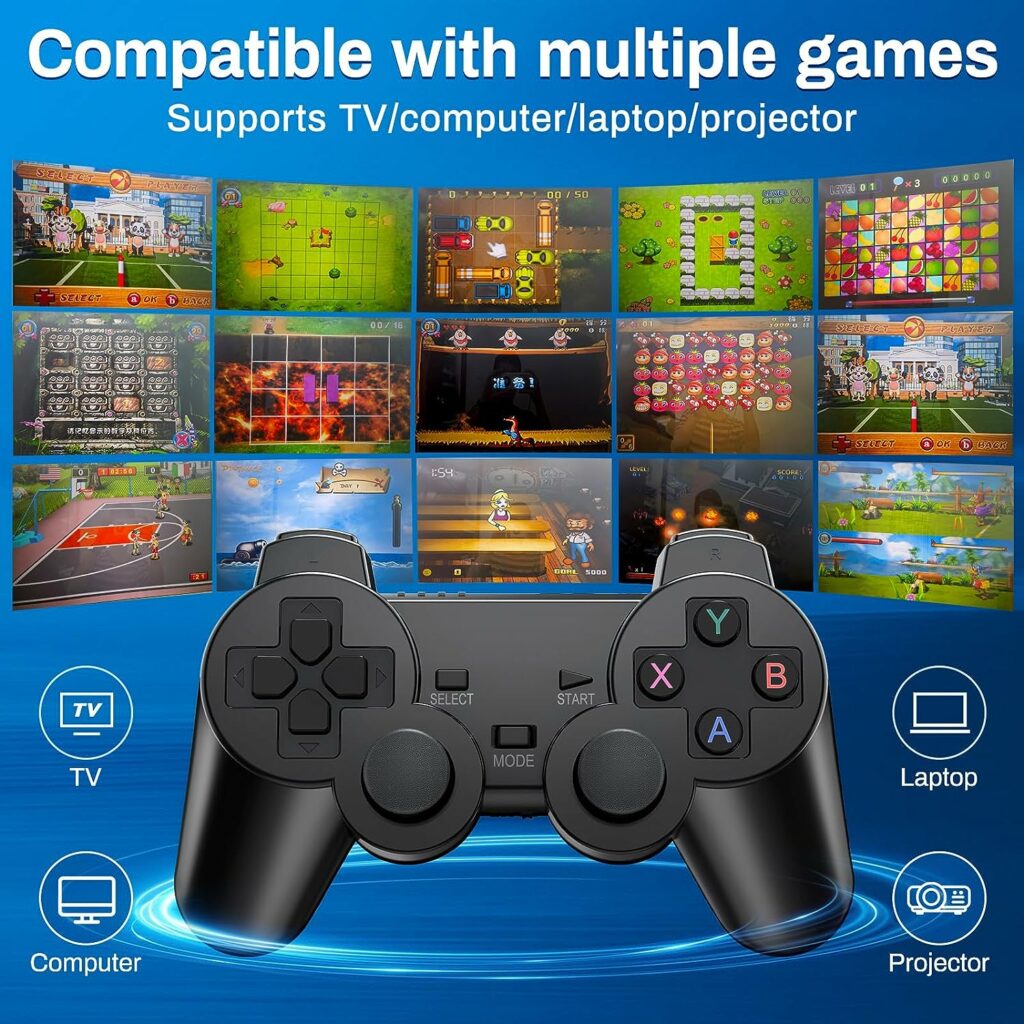 Wireless Retro Game Console, TV 4K Home Video Game Console with Dual Wireless Controllers Plug  Play Video Game Stick, 40+ Classic Emulators High Definition HDMI Output Adults Kids Gift (128)