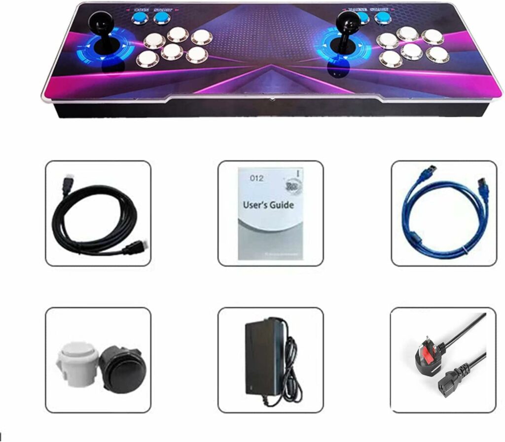 [9800 Games in 1] Classic 3D Arcade Game Console, Pandoras Box Retro Game Machine with Arcade Joystick Double Stick, Support 3D Games, HDMI VGA USB, 1280X720 Full HD Video Game