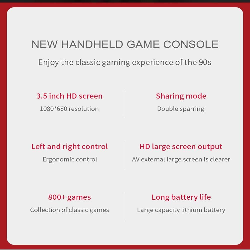 Edinber Handheld Game Console, Portable Video Game with 3.5-inch Large Screen and Built-in 800 Classic Games USB Rechargeable Electronic Game Console