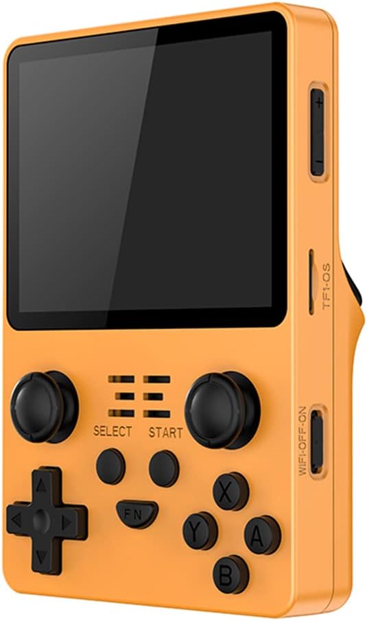 ERTY Powkiddy RGB20S Handheld Game Console Retro Arcade Built-in 20000 Games, 3.5 Inch Screen, Open Source System, 16G+128G, Supports WIFI, 2.4G/5G, Portable Game Consoles for Kid Adult, Yellow