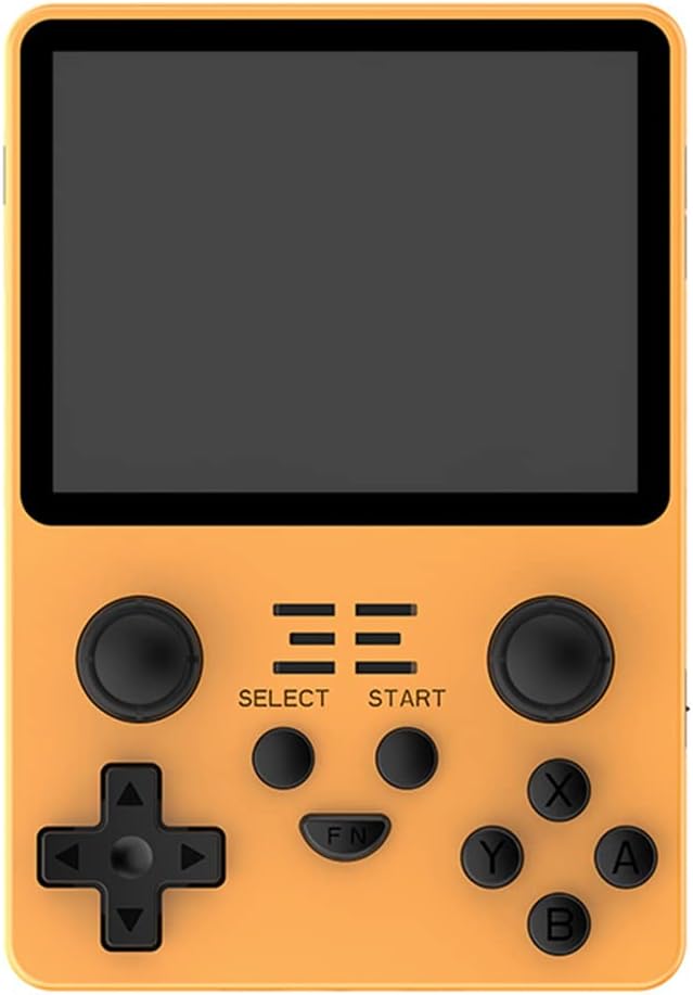 ERTY Powkiddy RGB20S Handheld Game Console Retro Arcade Built-in 20000 Games, 3.5 Inch Screen, Open Source System, 16G+128G, Supports WIFI, 2.4G/5G, Portable Game Consoles for Kid Adult, Yellow