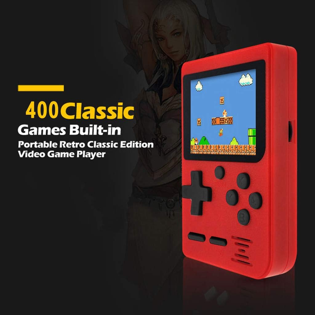 Retro Mini Handheld Console Emulator Built-in 400 Classic Video Games Gift (1 Piece, Red)